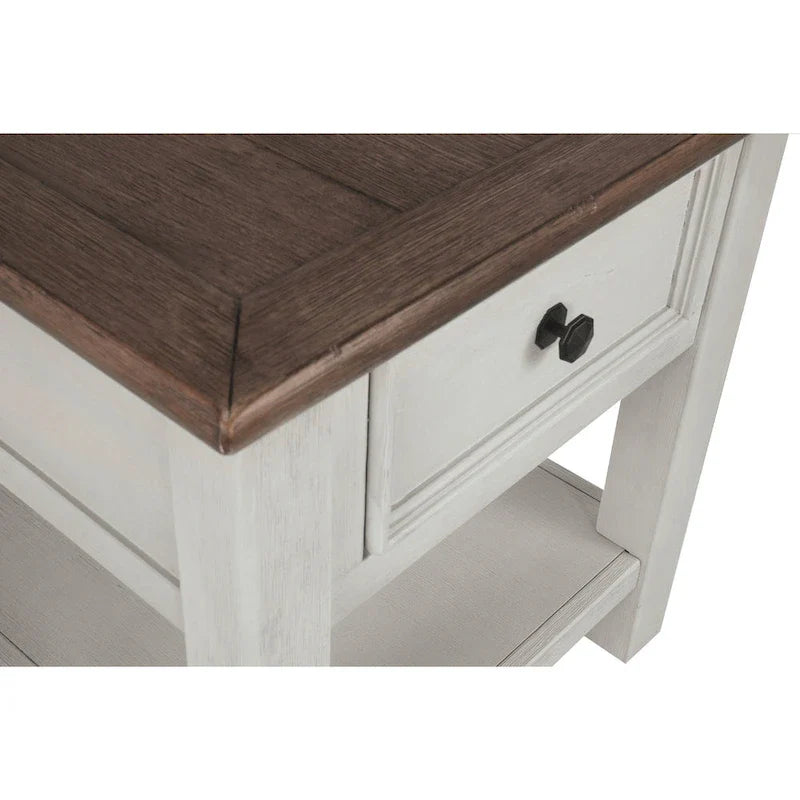 Farmhouse End Table with Drawer and Open Shelf Storage 4