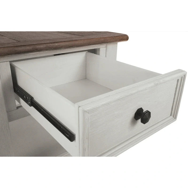 Farmhouse End Table with Drawer and Open Shelf Storage 5