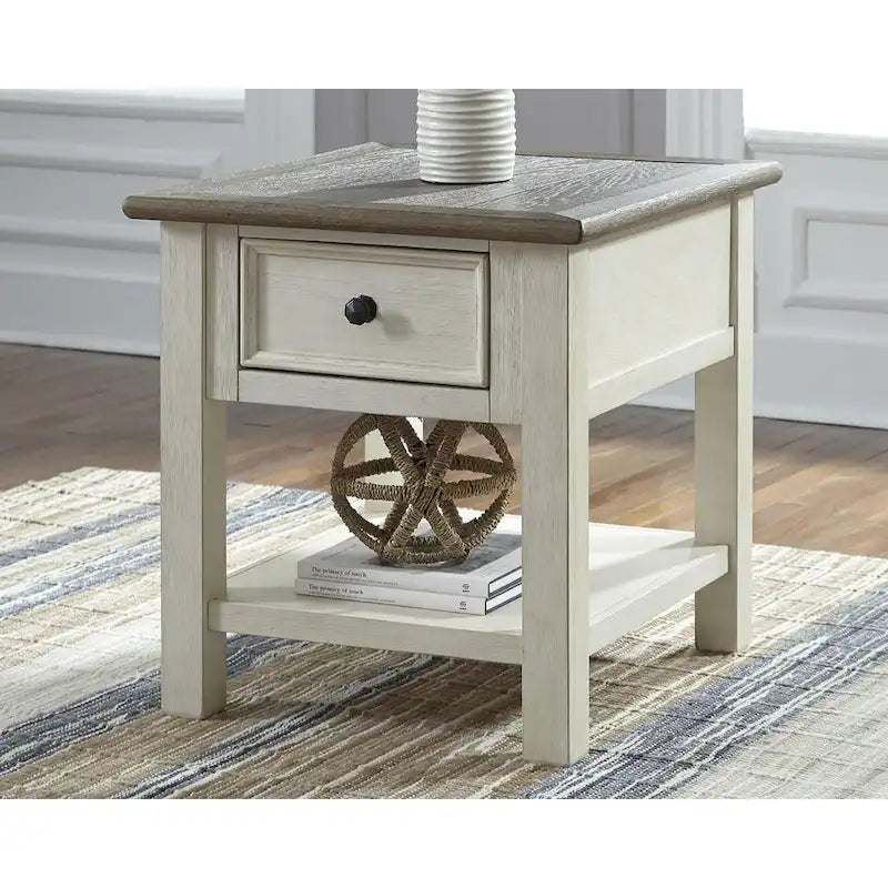 Casual End Table in Antique White and Brown - Bolanburg Collection 8