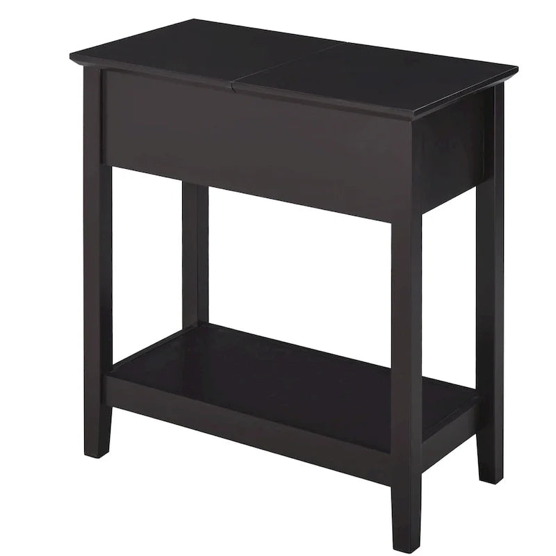 HOMCOM Flip Top End Side Table with Cabinet and Bottom Shelf – Stylish Storage Solution for Bedroom 1