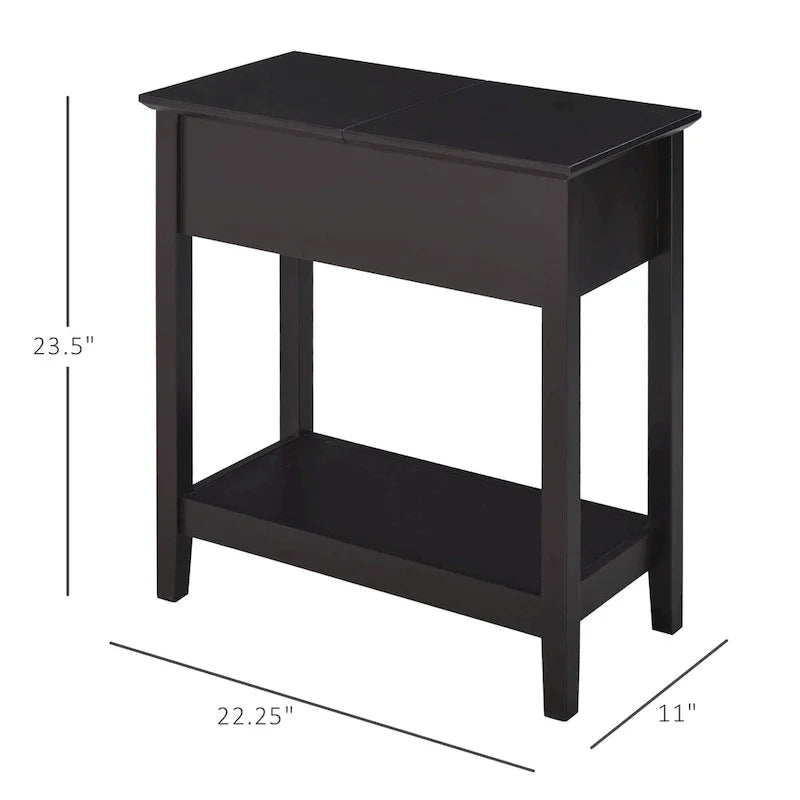 HOMCOM Flip Top End Side Table with Cabinet and Bottom Shelf – Stylish Storage Solution for Bedroom 7