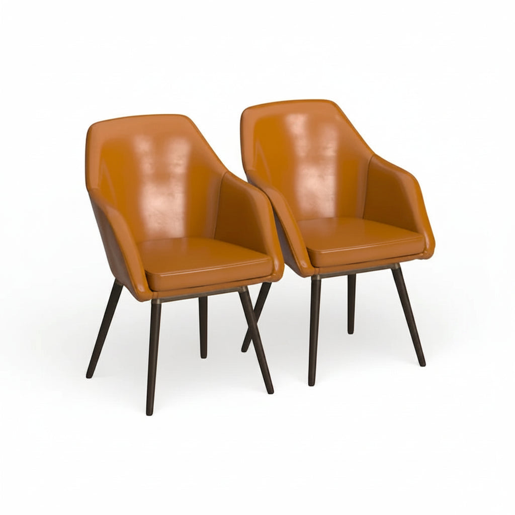Set of 2 Carson Carrington Akrehamn Cappuccino Faux Leather Armchairs 1