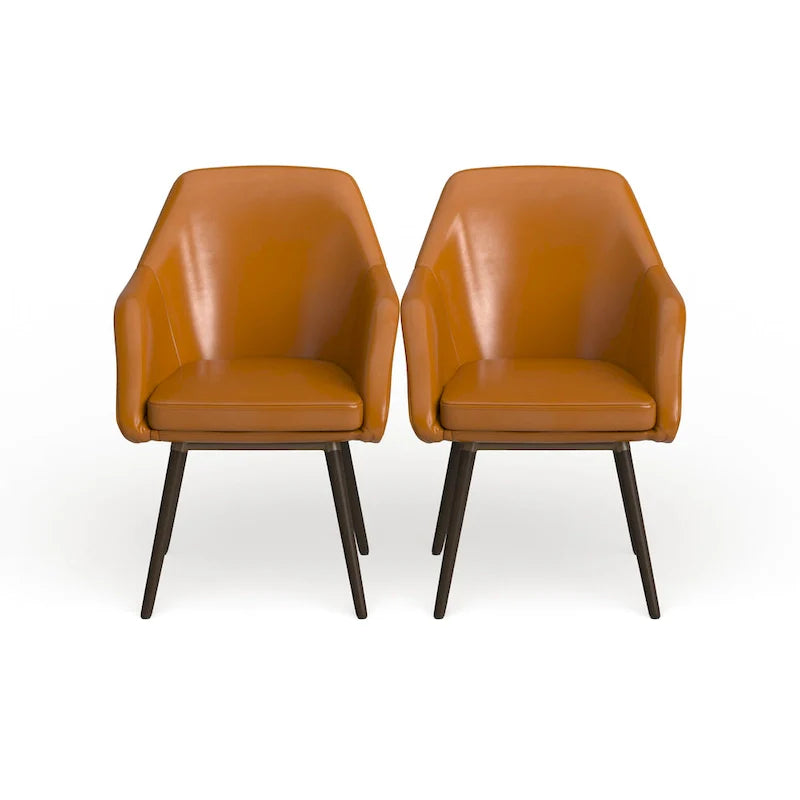 Set of 2 Carson Carrington Akrehamn Cappuccino Faux Leather Armchairs 2