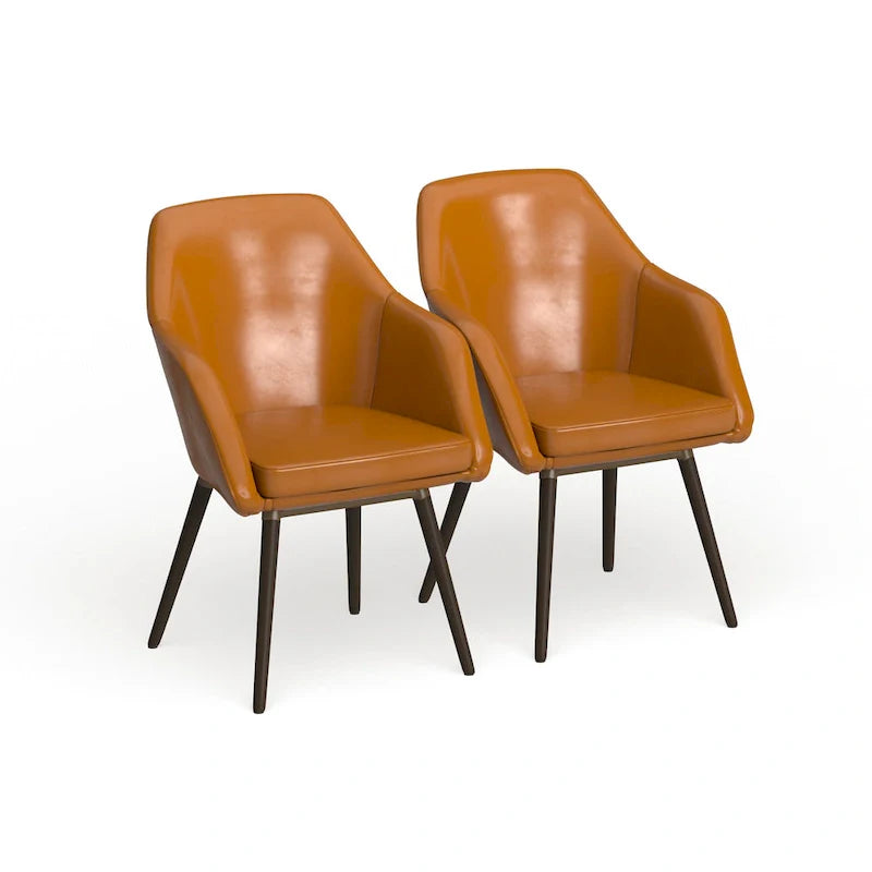 Set of 2 Carson Carrington Akrehamn Cappuccino Faux Leather Armchairs 6