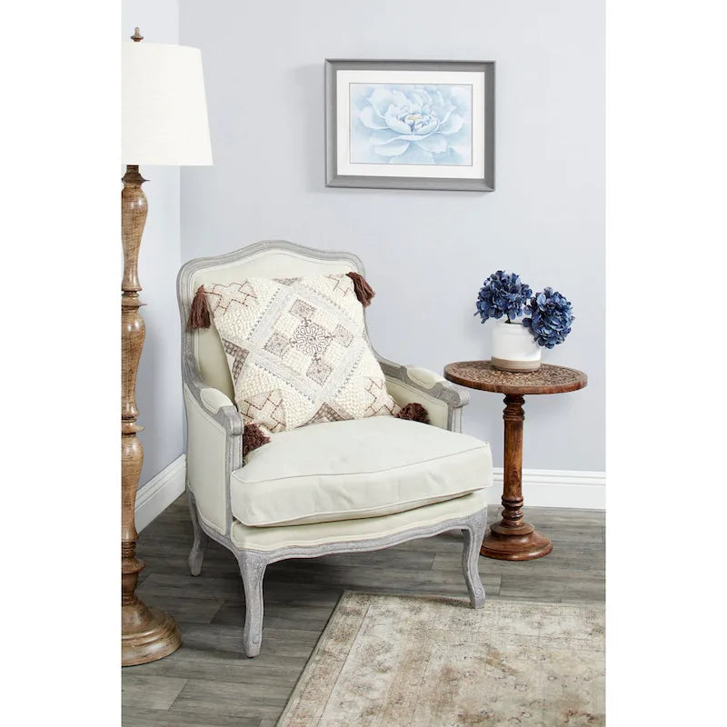 Intricately Carved Dark Brown Mango Wood Accent Table with Elephant or Floral Design and Turned Base - Roche River Decor 7