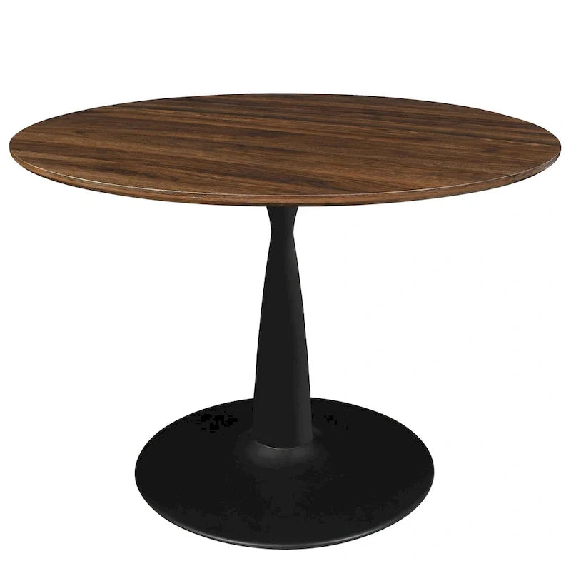 Round Walnut Finish Dining Table 2