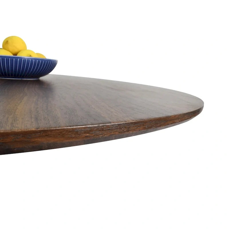 Round Walnut Finish Dining Table 6