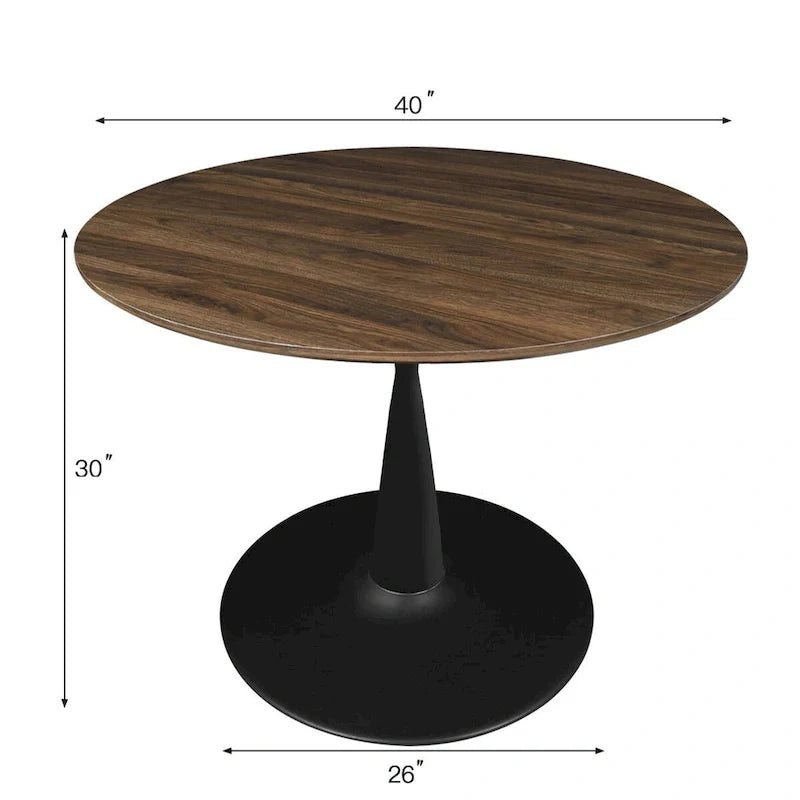 Round Walnut Finish Dining Table 7