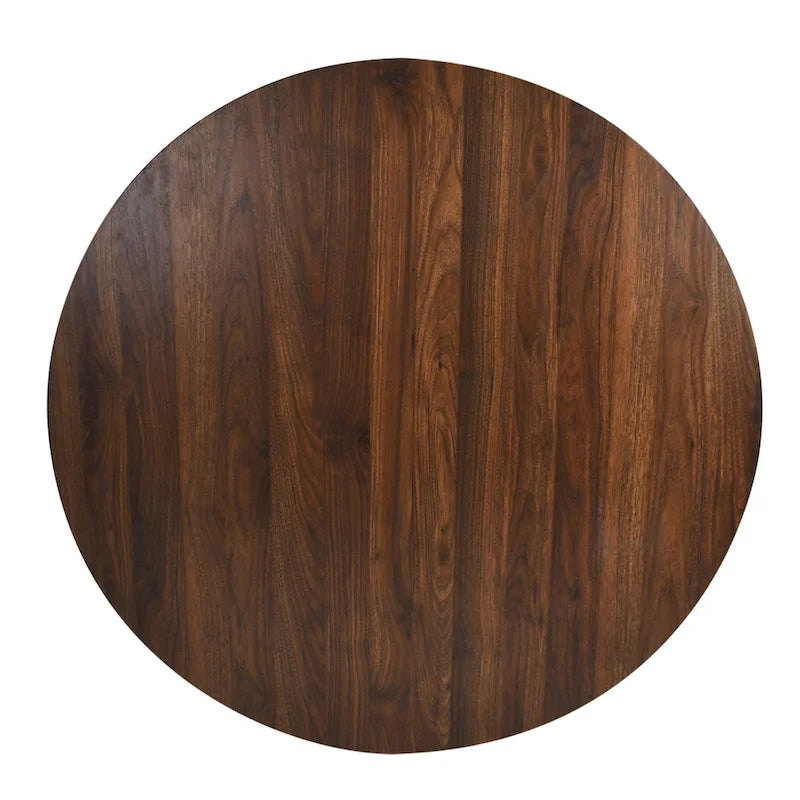 Round Walnut Finish Dining Table 8