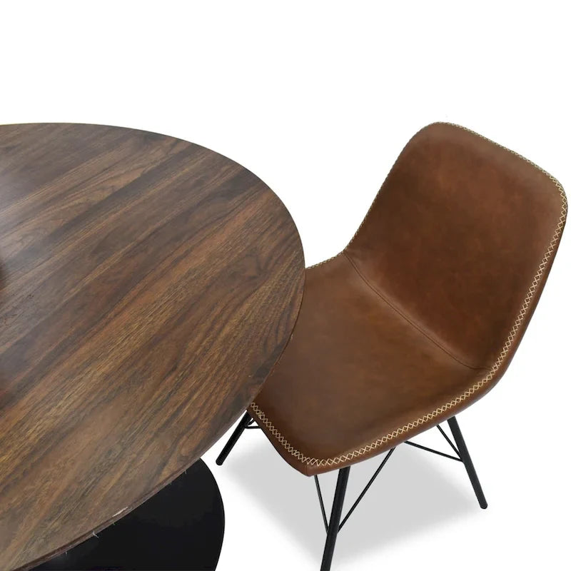 Round Walnut Finish Dining Table 9