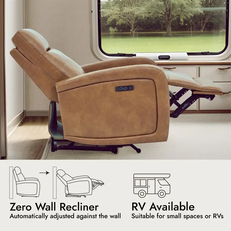 Power Recliner Chair with Adjustable Headrest USB Charging and Zero Wall Design 23