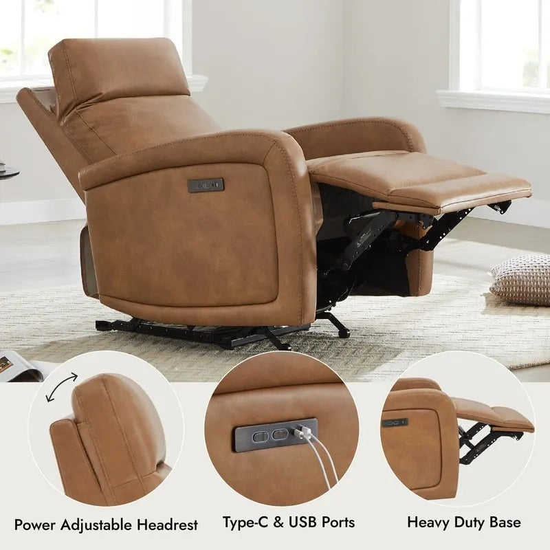 Power Recliner Chair with Adjustable Headrest USB Charging and Zero Wall Design 24