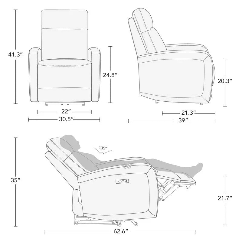 Power Recliner Chair with Adjustable Headrest USB Charging and Zero Wall Design 26