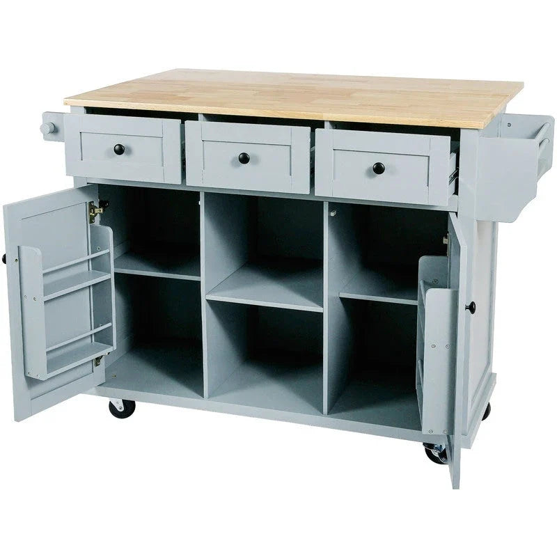 Versatile Drop-Leaf Kitchen Island Cart with 3 Drawers 3