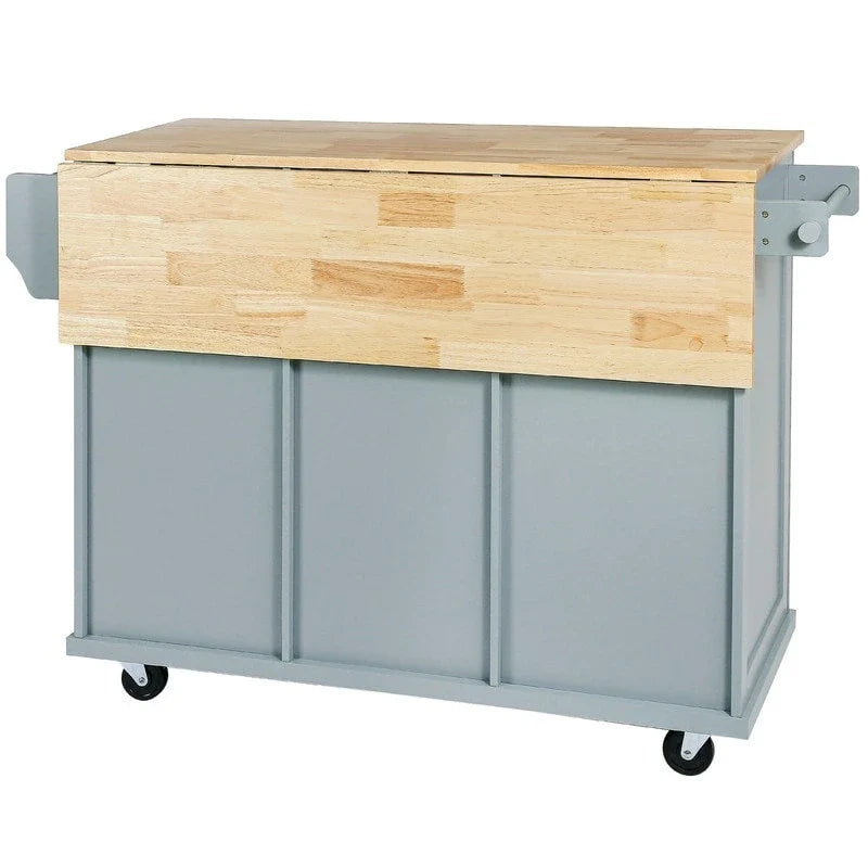 Versatile Drop-Leaf Kitchen Island Cart with 3 Drawers 5