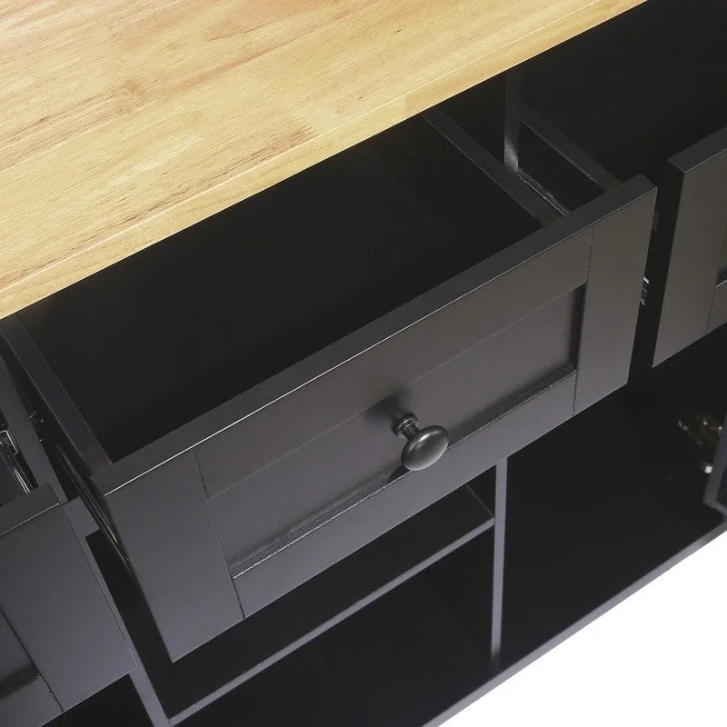 Versatile Drop-Leaf Kitchen Island Cart with 3 Drawers 12