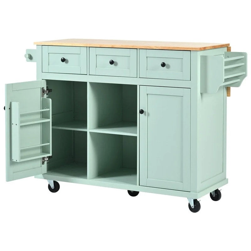Versatile Drop-Leaf Kitchen Island Cart with 3 Drawers 16
