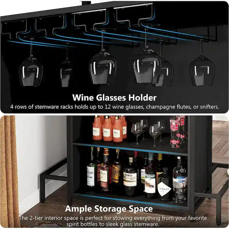 3-Tier Home Bar Unit with Glass Holder and Wine Storage 2