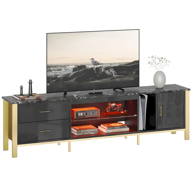 Contemporary 80-Inch TV Stand for 75/80/85 Inch TVs with 2 Drawers 32