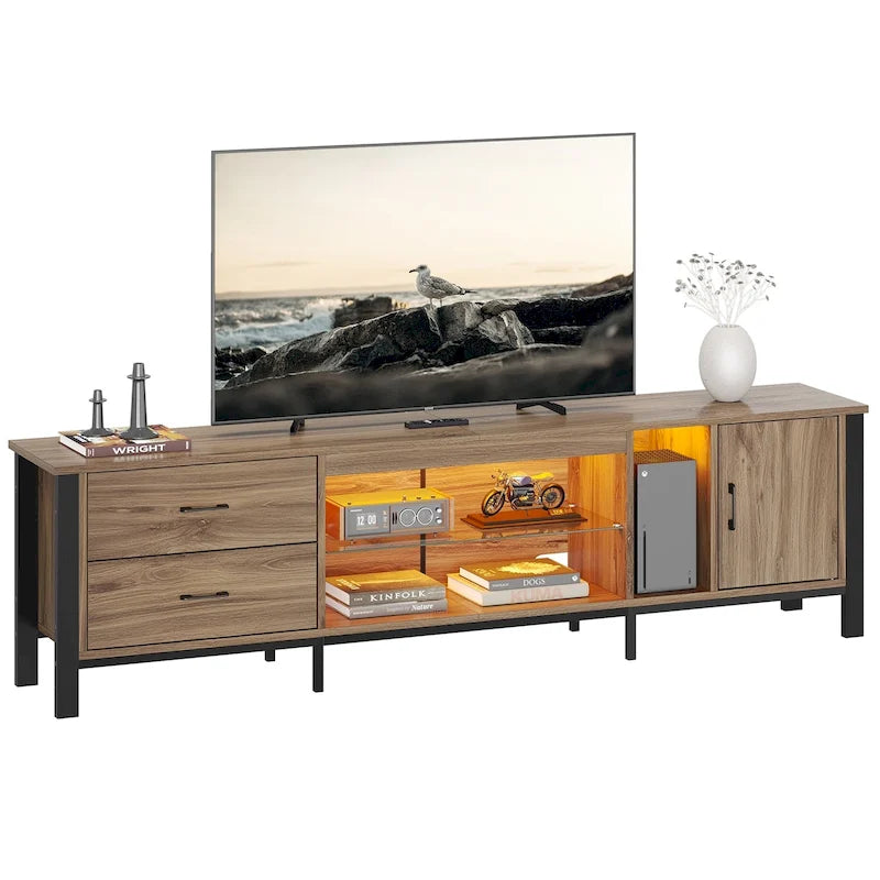 Contemporary 80-Inch TV Stand for 75/80/85 Inch TVs with 2 Drawers 34
