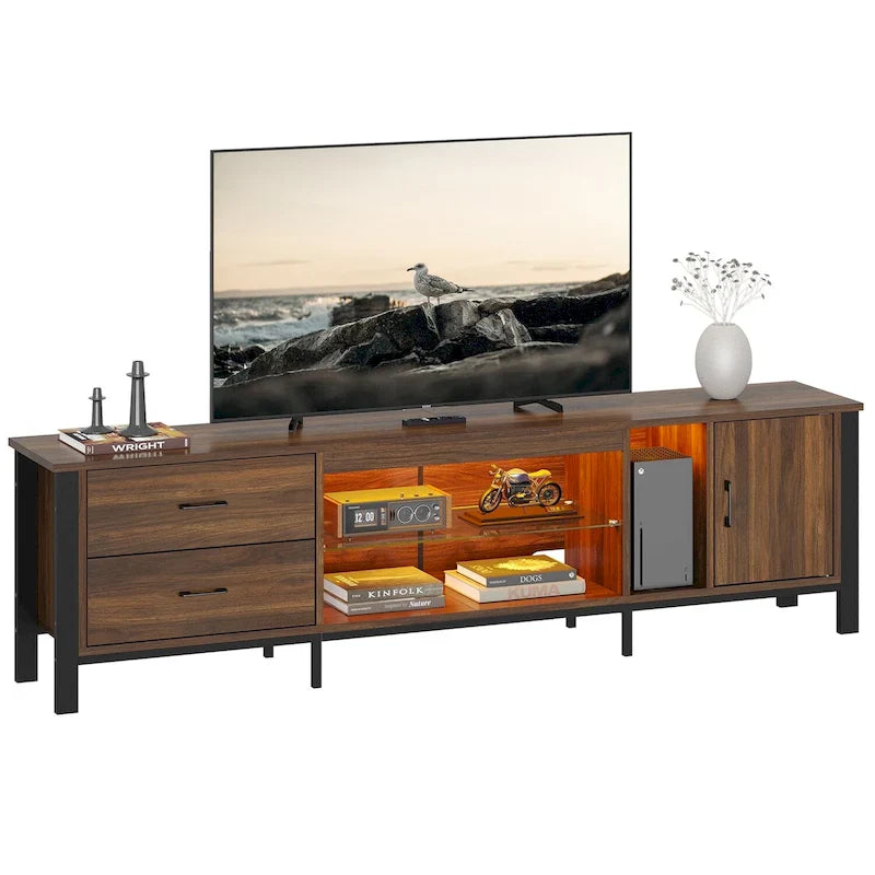 Contemporary 80-Inch TV Stand for 75/80/85 Inch TVs with 2 Drawers 35