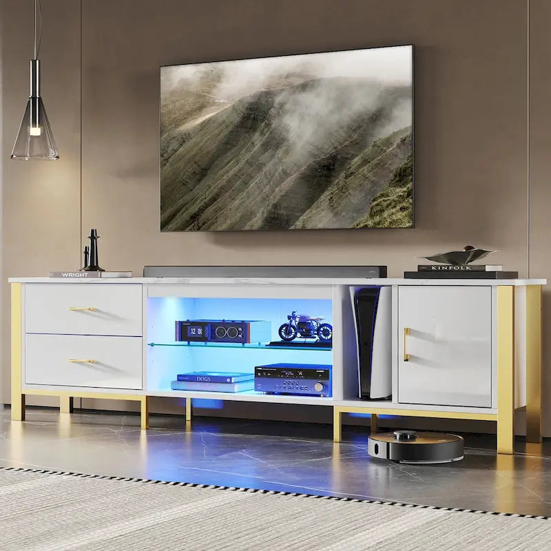 Contemporary 80-Inch TV Stand for 75/80/85 Inch TVs with 2 Drawers 1