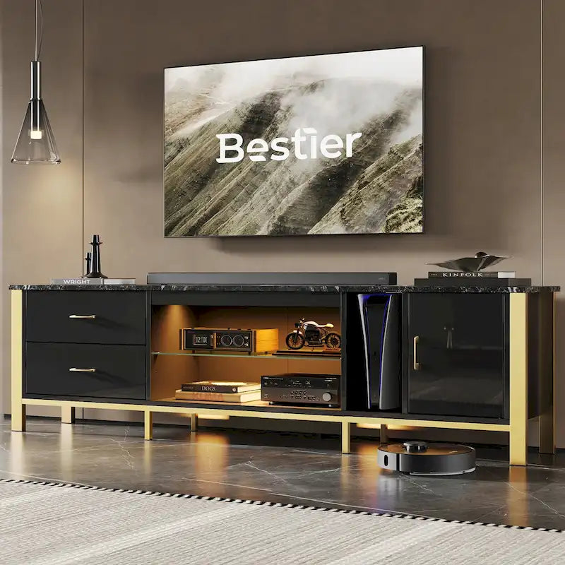 Contemporary 80-Inch TV Stand for 75/80/85 Inch TVs with 2 Drawers 7