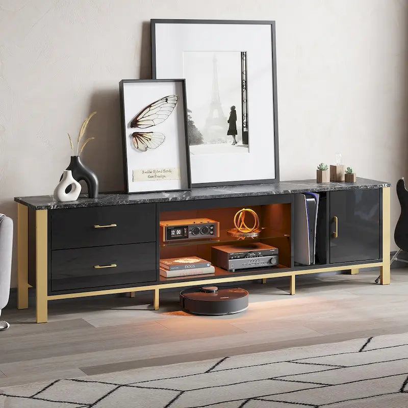 Contemporary 80-Inch TV Stand for 75/80/85 Inch TVs with 2 Drawers 8