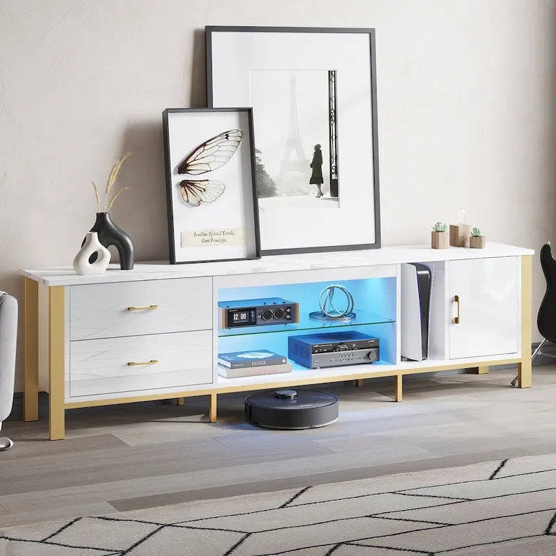 Contemporary 80-Inch TV Stand for 75/80/85 Inch TVs with 2 Drawers 13