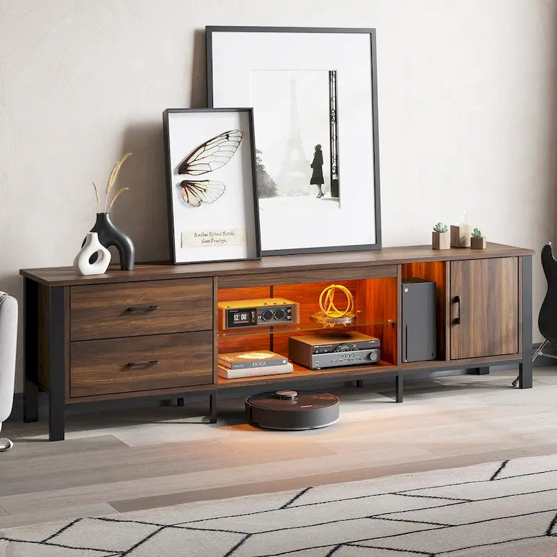 Contemporary 80-Inch TV Stand for 75/80/85 Inch TVs with 2 Drawers 15
