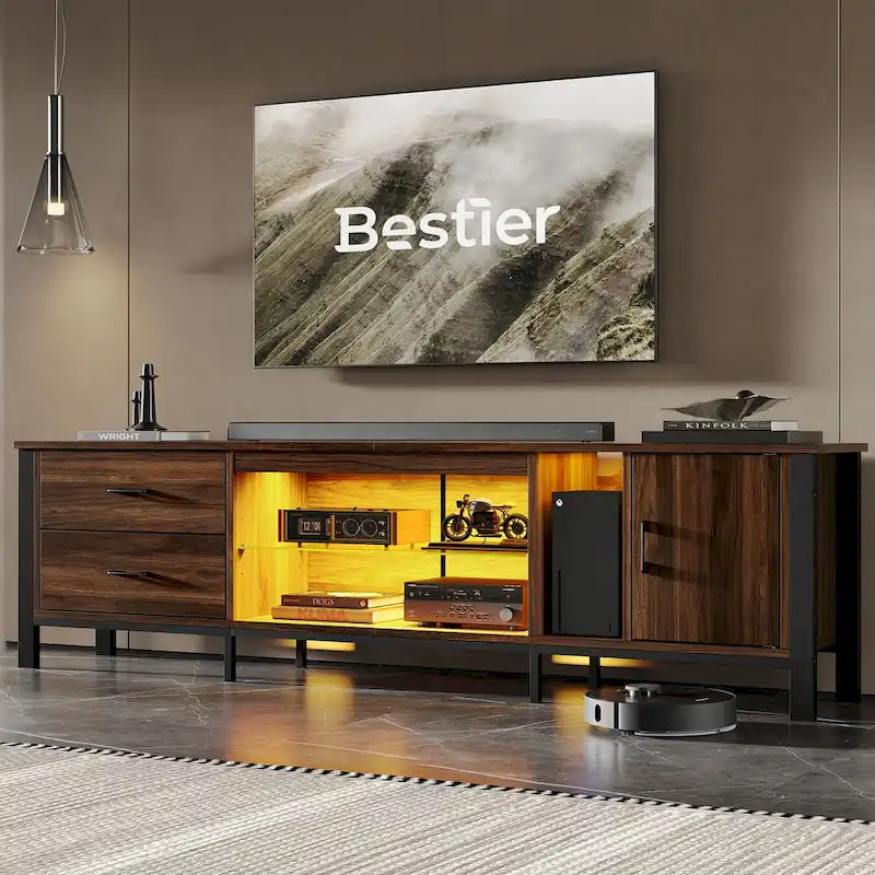 Contemporary 80-Inch TV Stand for 75/80/85 Inch TVs with 2 Drawers 16