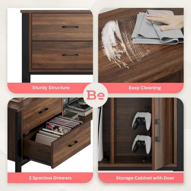 Contemporary 80-Inch TV Stand for 75/80/85 Inch TVs with 2 Drawers 17