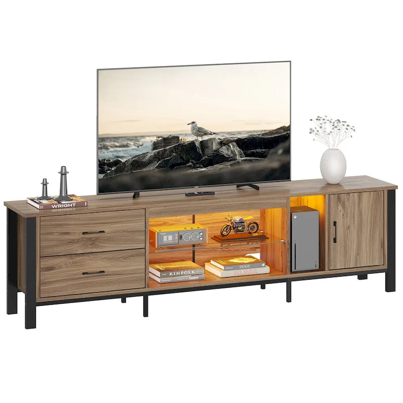 Contemporary 80-Inch TV Stand for 75/80/85 Inch TVs with 2 Drawers 23
