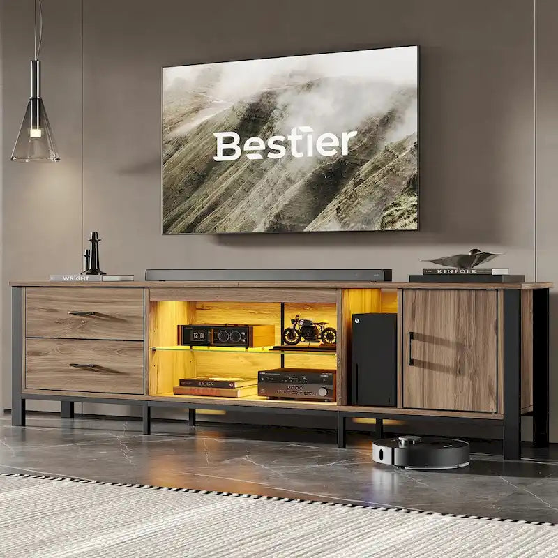 Contemporary 80-Inch TV Stand for 75/80/85 Inch TVs with 2 Drawers 24