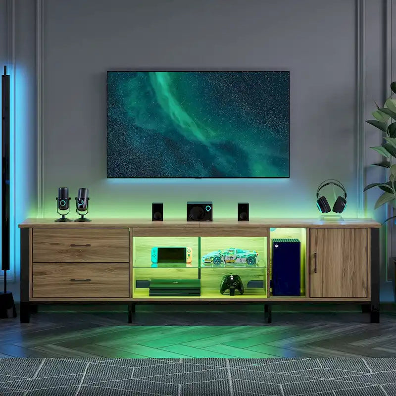 Contemporary 80-Inch TV Stand for 75/80/85 Inch TVs with 2 Drawers 28