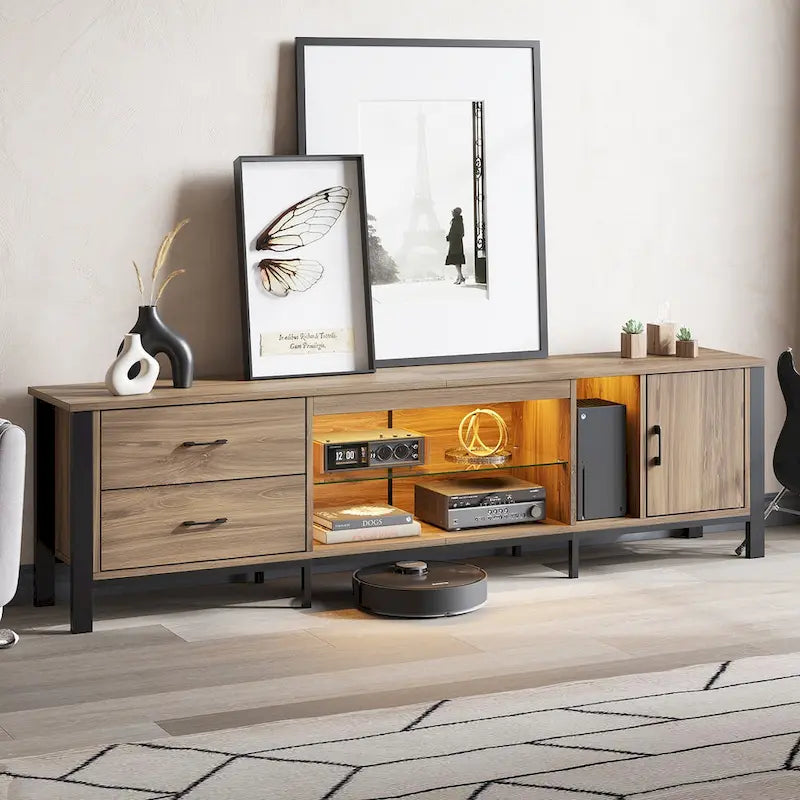 Contemporary 80-Inch TV Stand for 75/80/85 Inch TVs with 2 Drawers 29