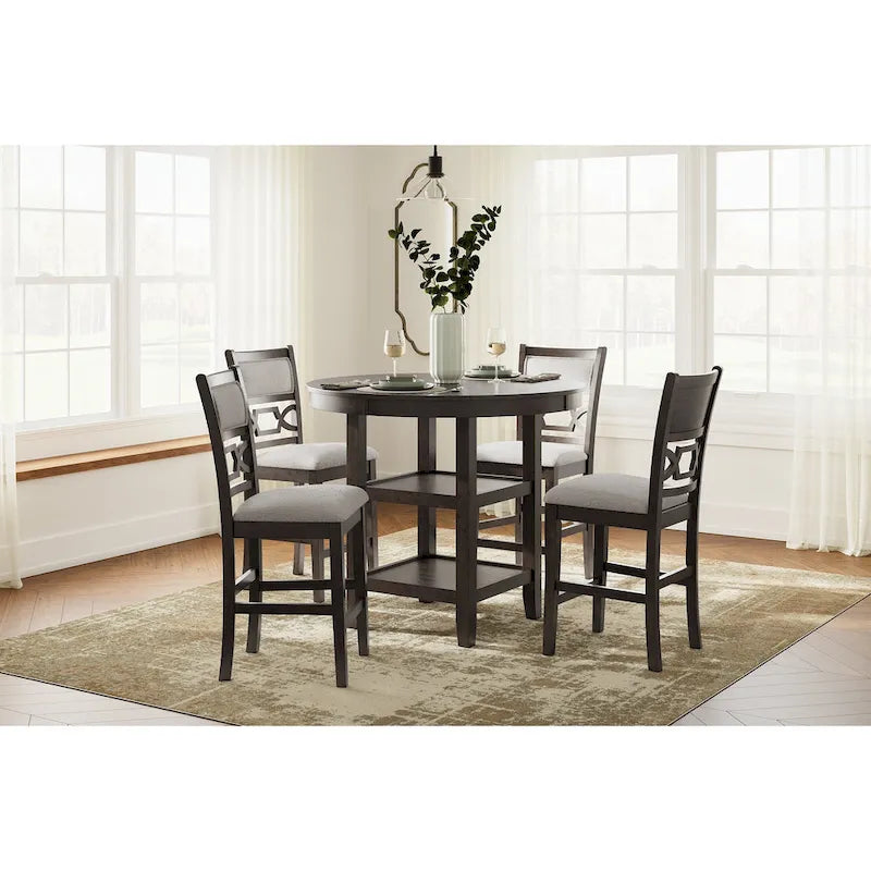 Signature Design by Ashley Langwest Counter Height Dining Table with 4 Barstools - Complete Set of 5 1