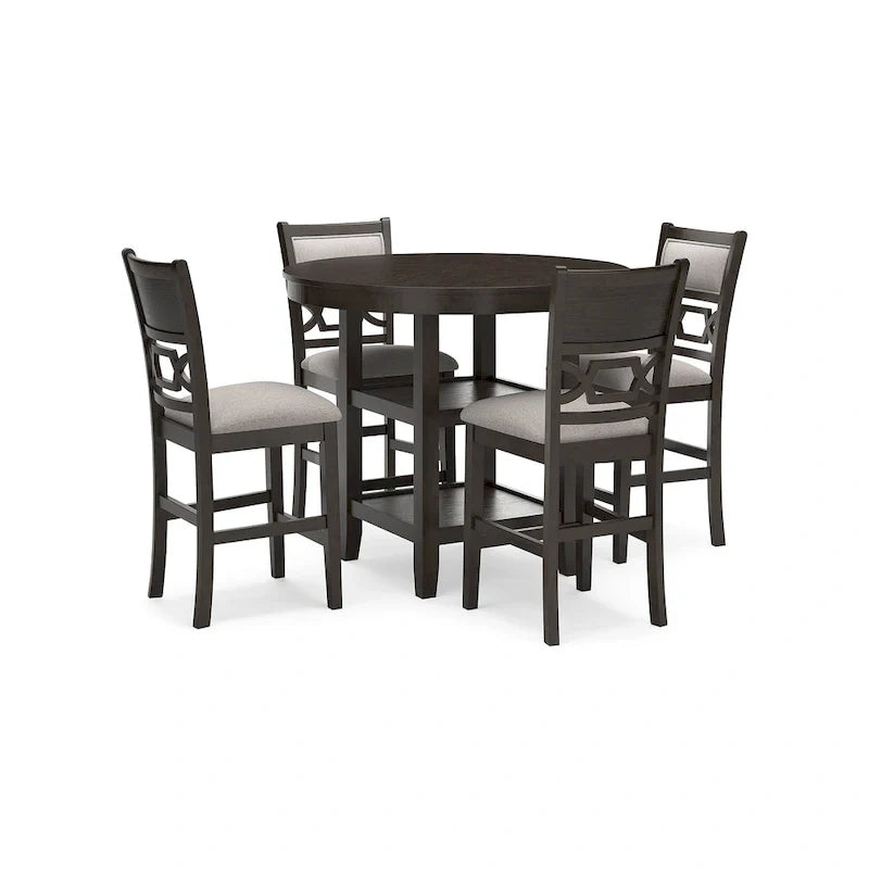 Signature Design by Ashley Langwest Counter Height Dining Table with 4 Barstools - Complete Set of 5 2