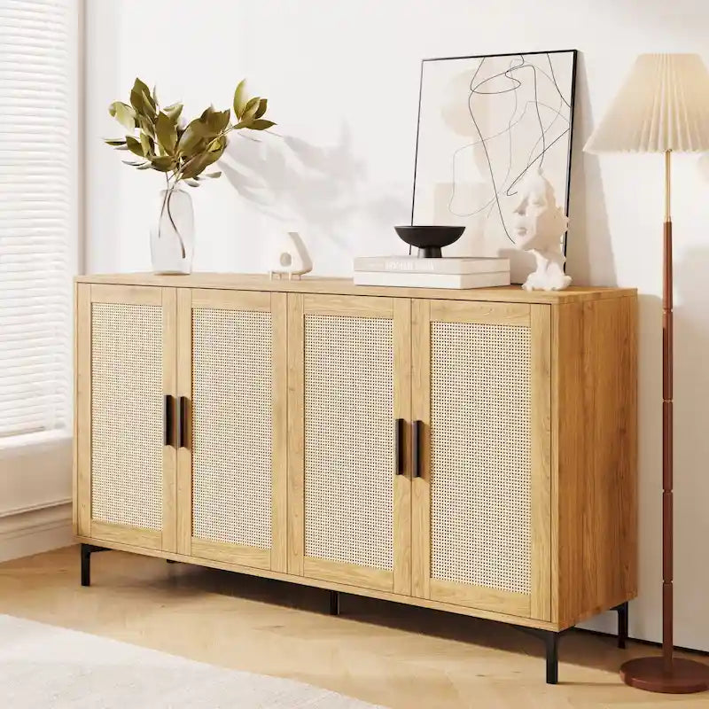 JASIWAY Rattan-Decorated Buffet Table and Kitchen Sideboard 13