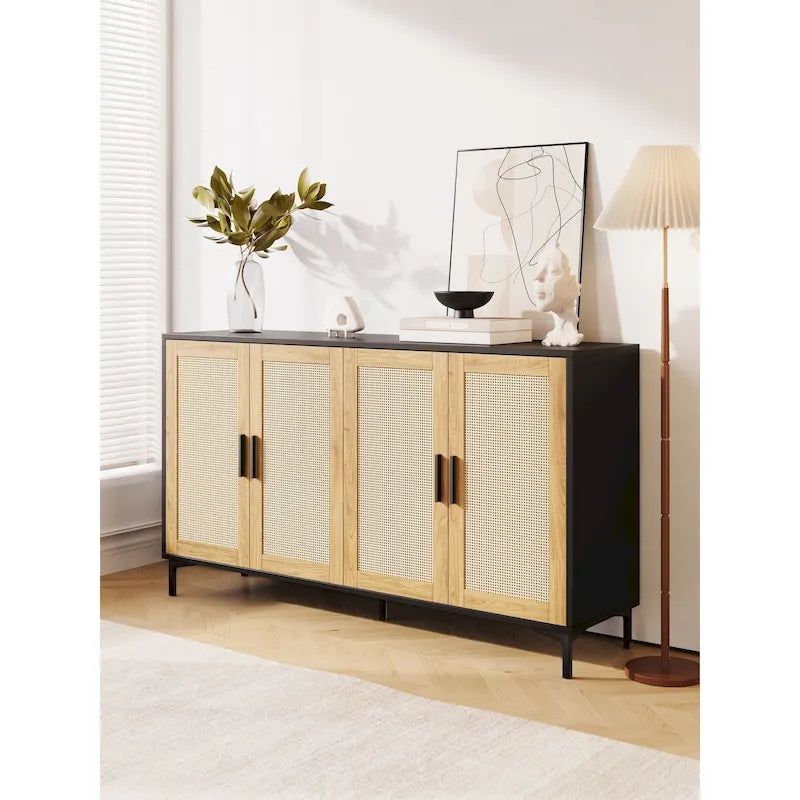 JASIWAY Rattan-Decorated Buffet Table and Kitchen Sideboard 14