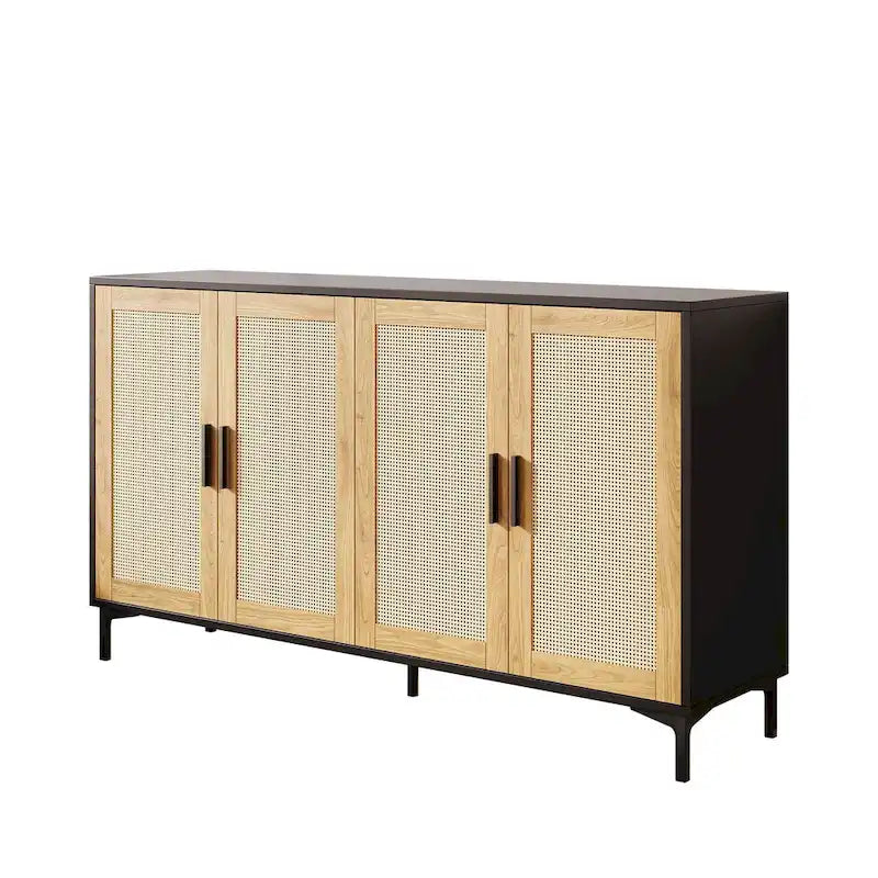 JASIWAY Rattan-Decorated Buffet Table and Kitchen Sideboard 6