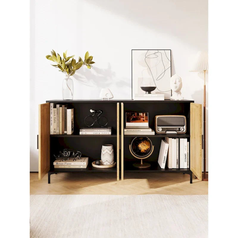 JASIWAY Rattan-Decorated Buffet Table and Kitchen Sideboard 7