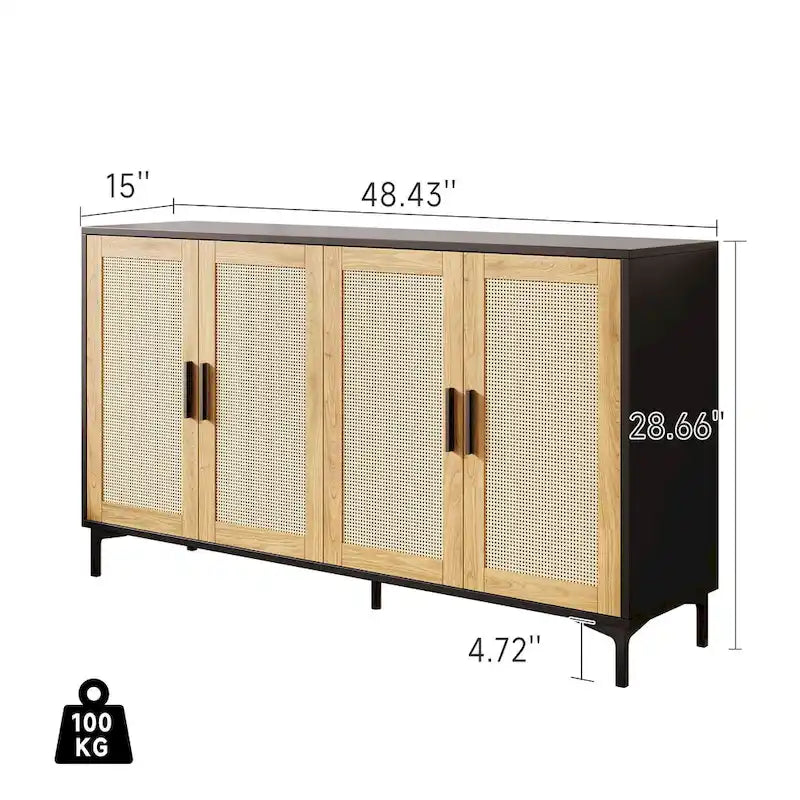 JASIWAY Rattan-Decorated Buffet Table and Kitchen Sideboard 8