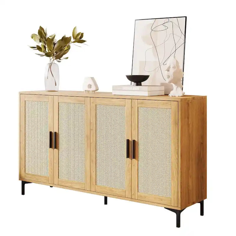 JASIWAY Rattan-Decorated Buffet Table and Kitchen Sideboard 10
