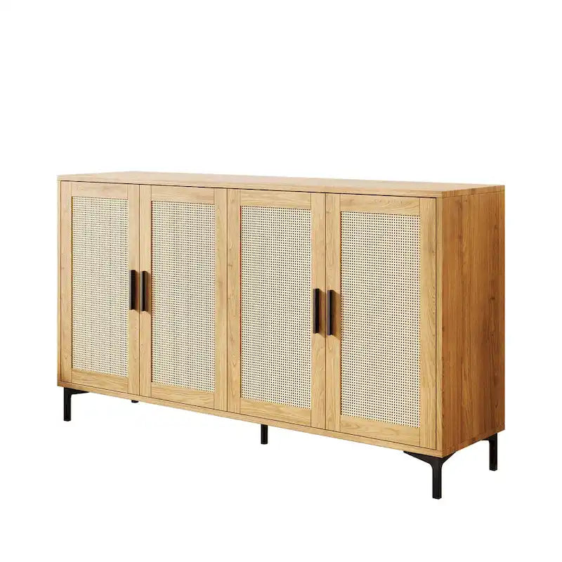 JASIWAY Rattan-Decorated Buffet Table and Kitchen Sideboard 11