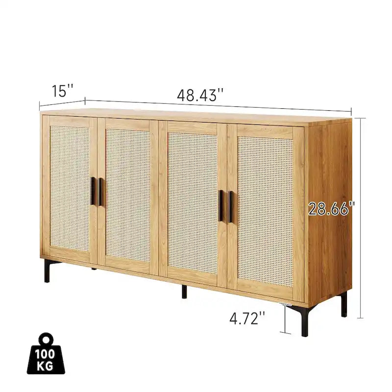 JASIWAY Rattan-Decorated Buffet Table and Kitchen Sideboard 12