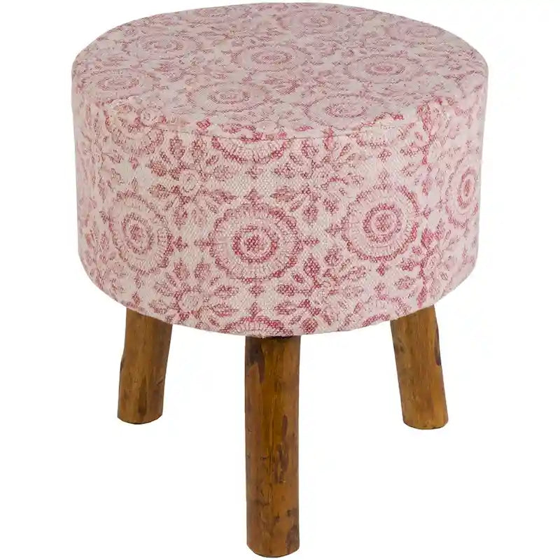 Shantanu Pink Bohemian Wooden Stool