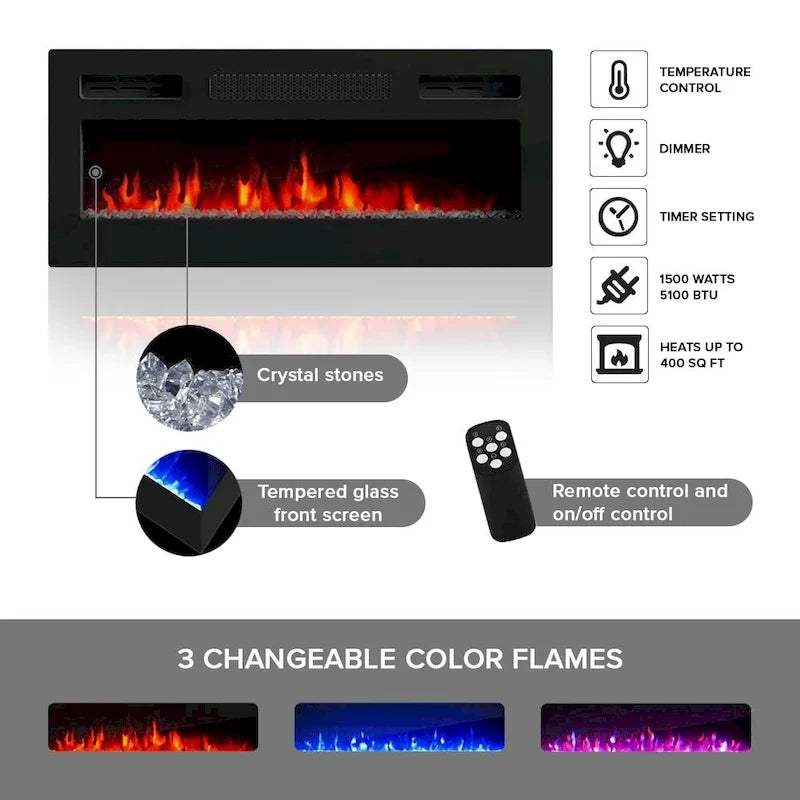 Camelia 63-Inch Electric Fireplace TV Stand 5