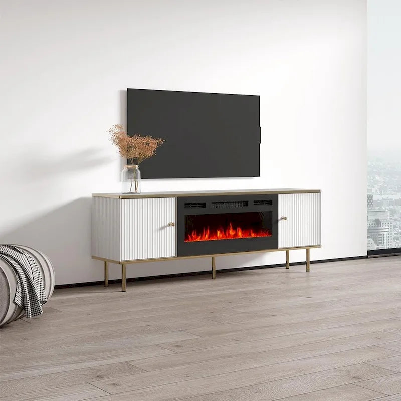 Camelia 63-Inch Electric Fireplace TV Stand 9