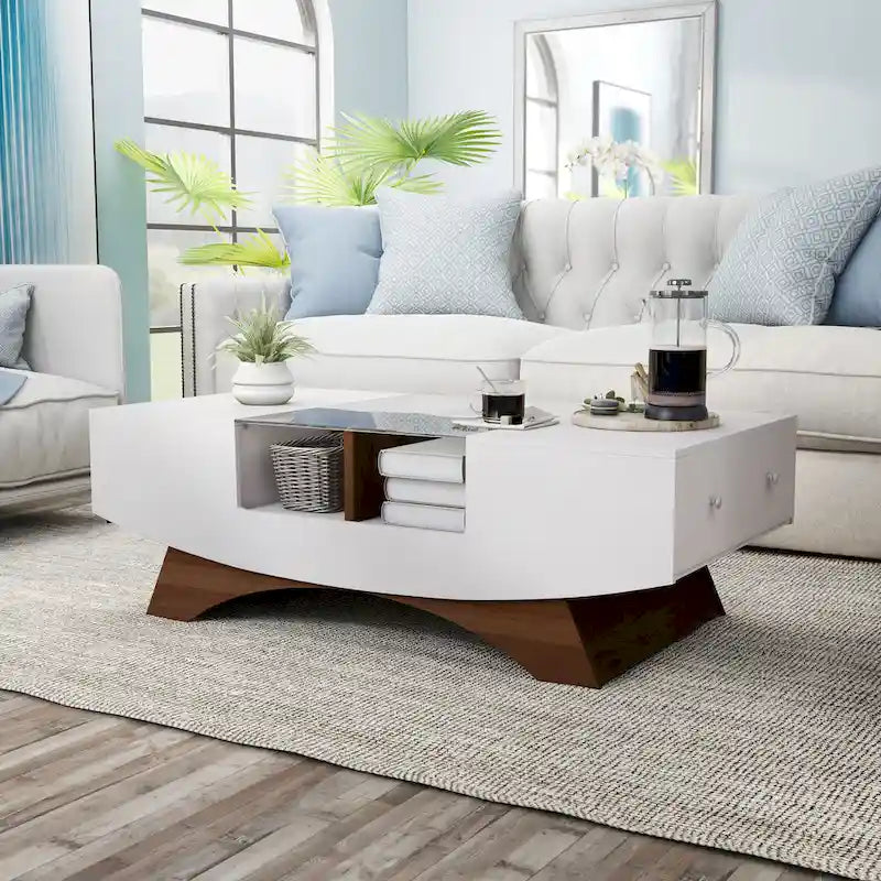 Angelic Contemporary Storage Coffee Table with Glass Insert by Furniture of America 4